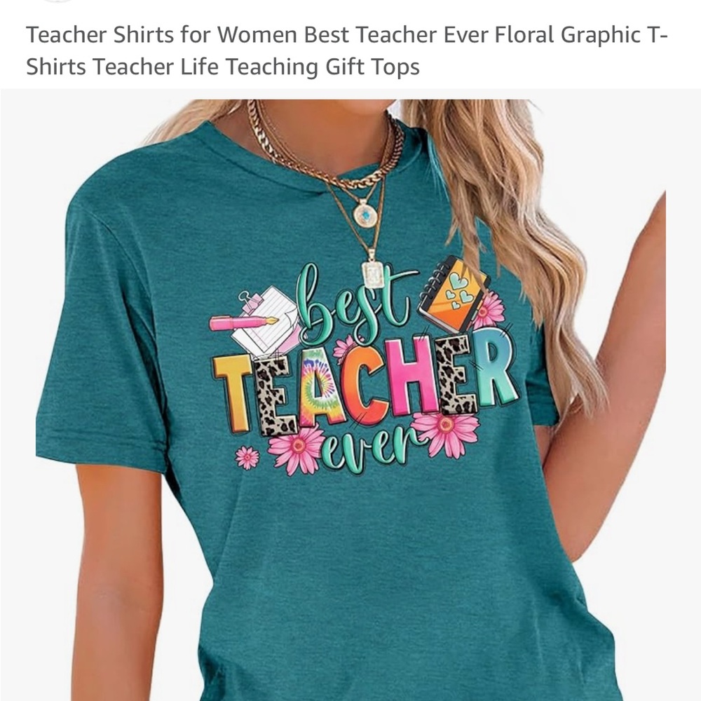 Teal Graphic 'Best Teacher Ever' T-Shirt